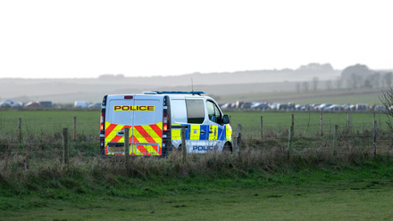 police van in field